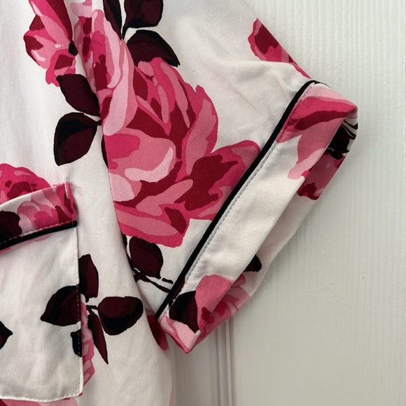 KateSpade NWOT rose floral pajama top short sleeve notch collar button pocket XL - Picture 5 of 15